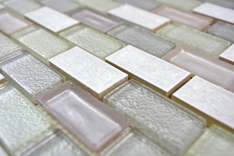 Hand-painted mosaic tile Translucent ceramic white Brick Glass mosaic Crystal ceramic Arctic white MOS83IC-0211_m