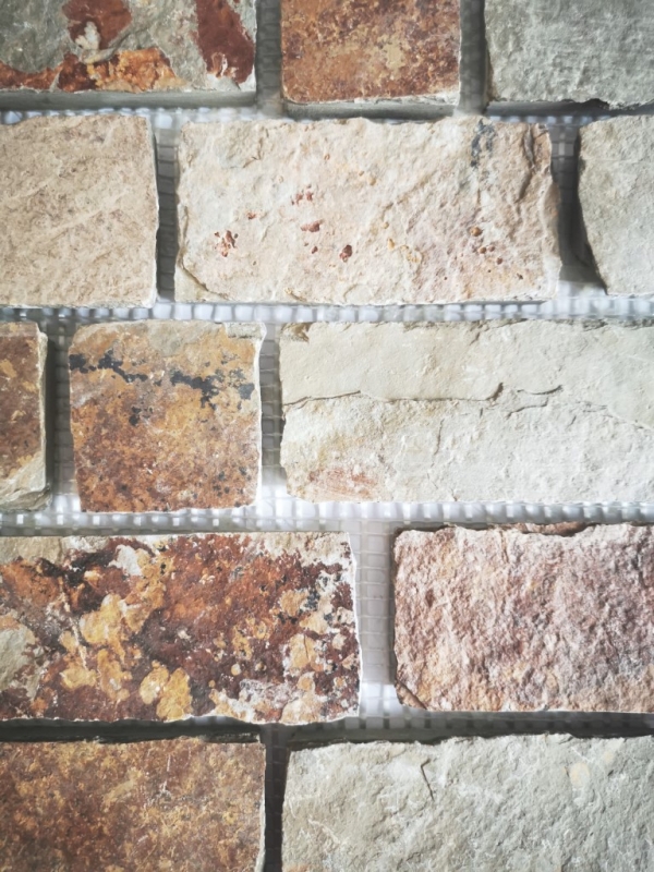 Piastrella a mosaico in ardesia pietra naturale mattone marrone ruggine MOS34-1204_f