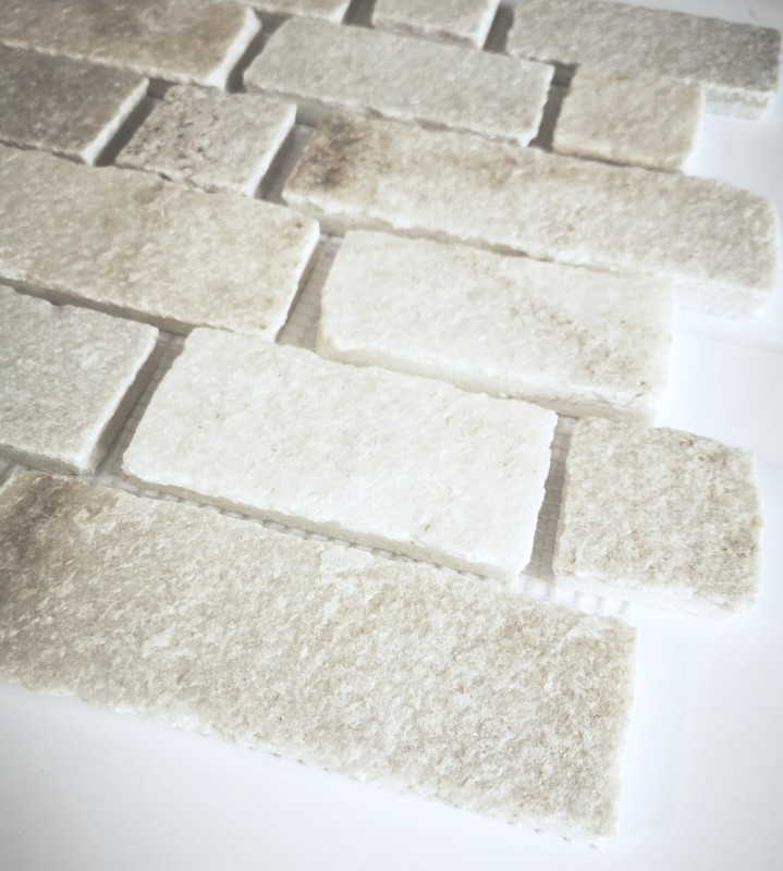 Mosaic tile slate natural stone brick white MOS34-0102_f
