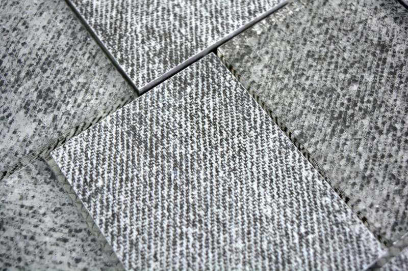 Piastrella di mosaico traslucida in ceramica grigia rettangolo di vetro MOS88J-0202_f