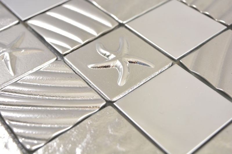 Hand pattern square crystal/steel mix relief silver mosaic tile wall tile backsplash kitchen bathroom MOS88-2222_m