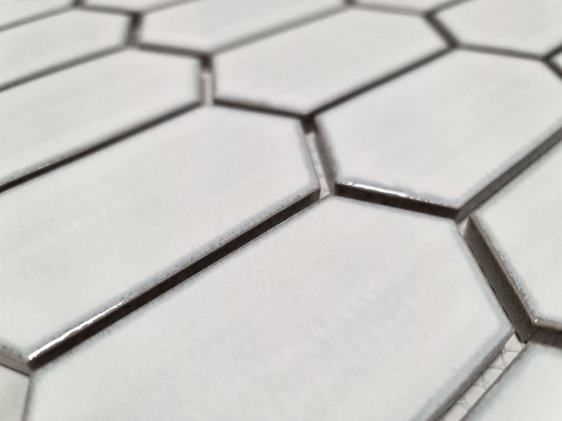 Piastrella di mosaico esagonale in ceramica bianca lucida backsplash cucina piastrelle da bagno - MOS11J-471