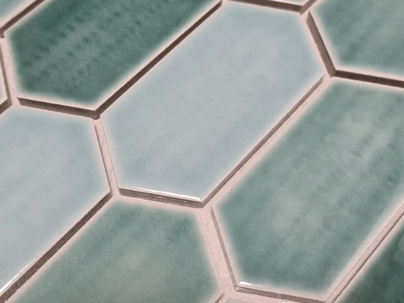 Hexagonale Sechseck Mosaik Fliese Keramik waldgrün glänzend Küche Wand Bad Fliesenspiegel WC -  MOS11J-475