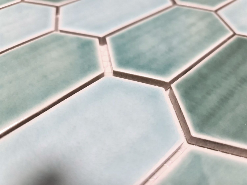 Hexagonal hexagonal carreaux de mosaïque céramique vert forêt brillant cuisine mur salle de bain carreaux WC - MOS11J-475