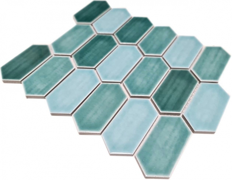 Mosaic tile ceramic mosaic hexagonal green glossy kitchen wall bathroom MOS11J-475_f