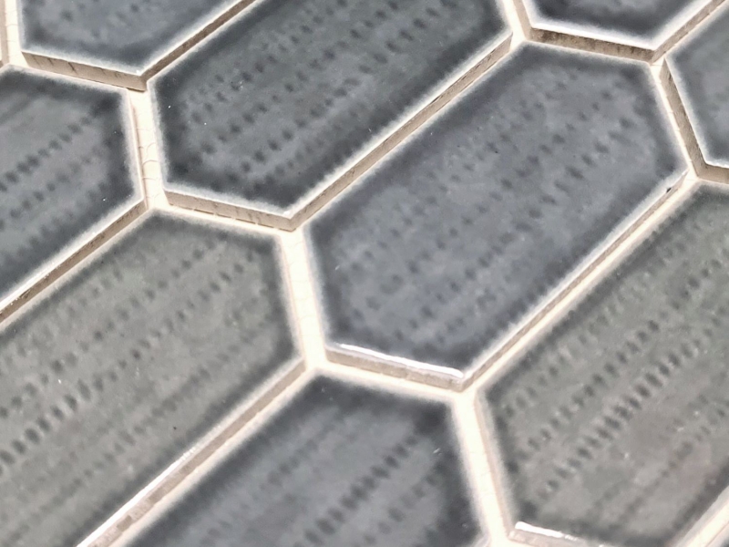 Hexagonale Sechseck Mosaik Fliese Keramik anthrazit grau schwarz glänzend Küchenrückwand Bad Fliesenspiegel Wand - MOS11J-479