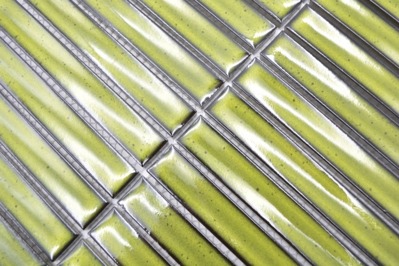 Rod mosaico piastrella ceramica verde chiaro maculato lucido parete cucina bagno MOS24-CS16