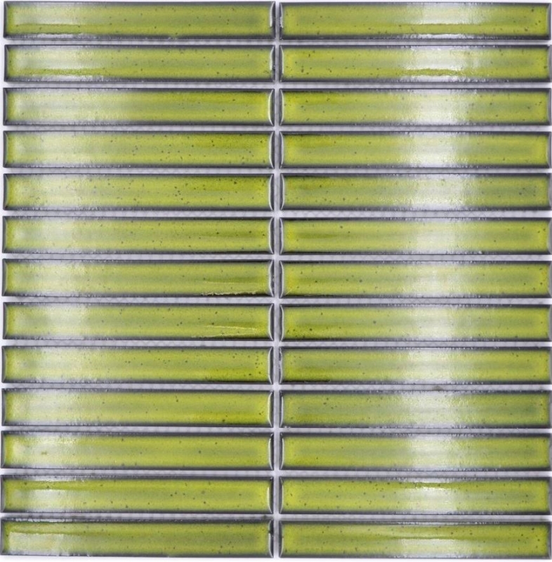 Mosaico in ceramica aste verde chiaro screziato lucido parete cucina bagno MOS24-CS16_f