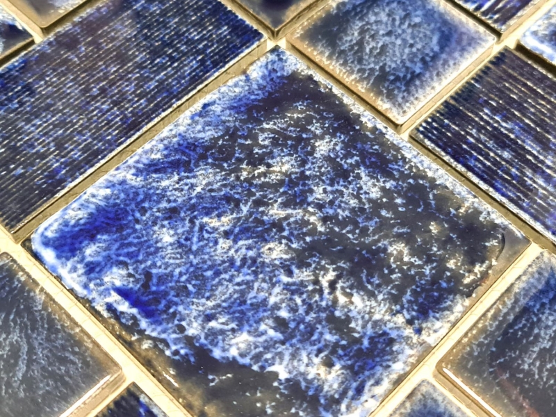 Mosaikfliese Keramik Mosaik Vintage Retro kobaltblau glänzend Badezimmer Dusche Wand Küche - MOS13-KAS2
