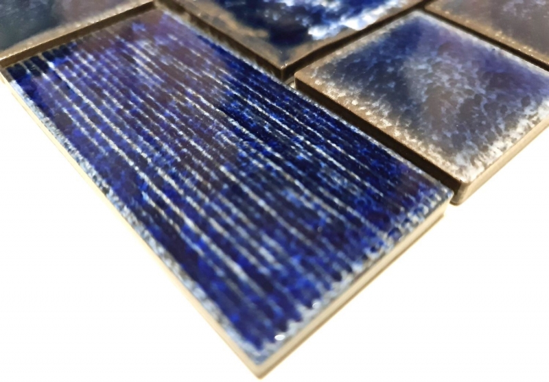 Mosaikfliese Keramik Mosaik Kombi blau glänzend Badezimmer Dusche Wand MOS13-KAS2_f