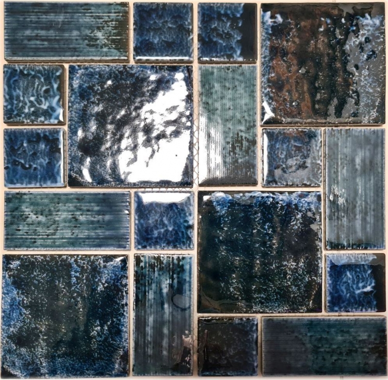 Piastrella di ceramica mosaico vintage blu verde lucido bagno cucina splashback MOS13-KAS4