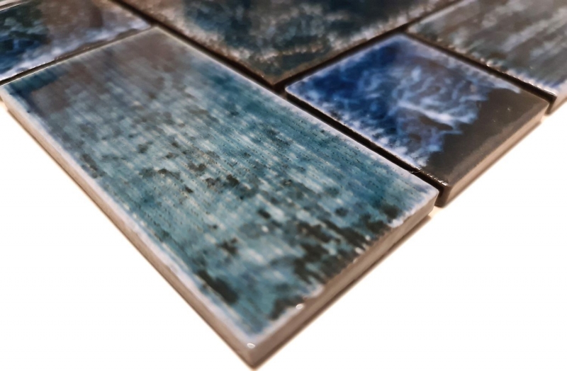 Mosaikfliese Keramik Mosaik Vintage Retro blau grün glänzend Bad Kücehnrückwand MOS13-KAS4