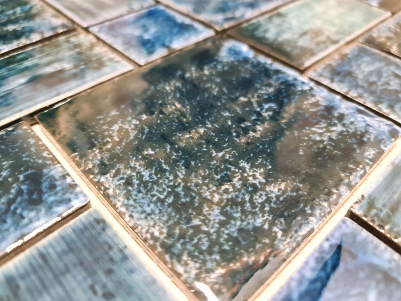 Piastrella di mosaico in ceramica campionata a mano mosaico combinato verde lucido bagno cucina alzatina MOS13-KAS4_m