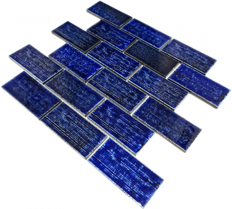 Mosaikfliese Keramik Mosaik Verbund blau glänzend Badezimmer Küche Wand MOS26-KAS6_f