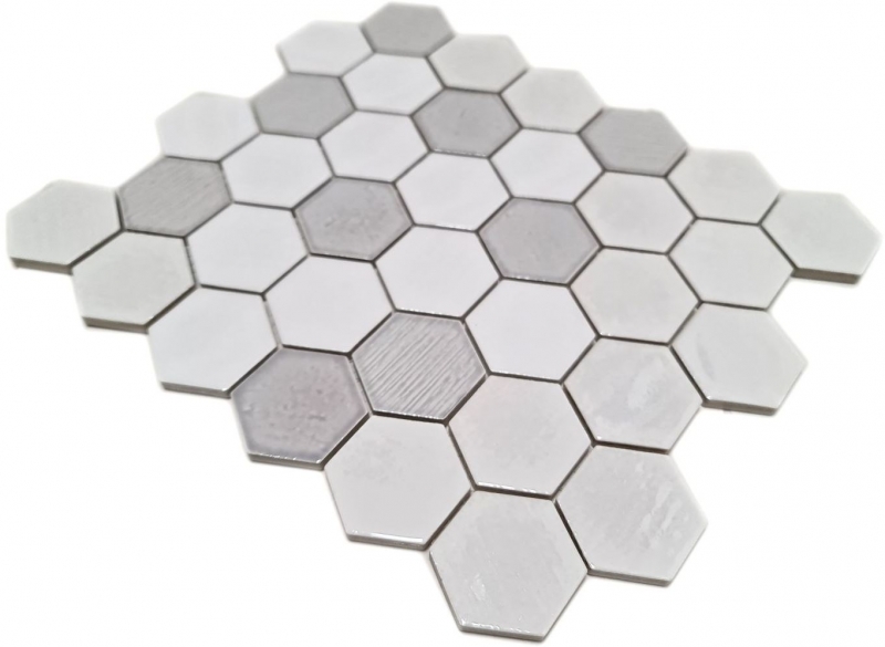 Hexagonal hexagon mosaic tile ceramic white glossy kitchen bathroom facing wall tile WC - MOS11K-SAN1