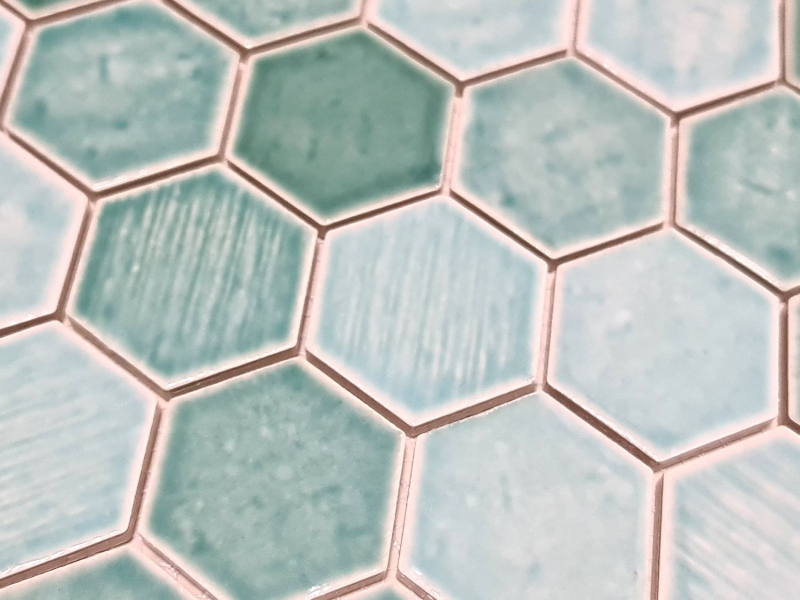 Piastrella di mosaico in ceramica esagonale verde lucido specchio doccia MOS11K-SAN5_f