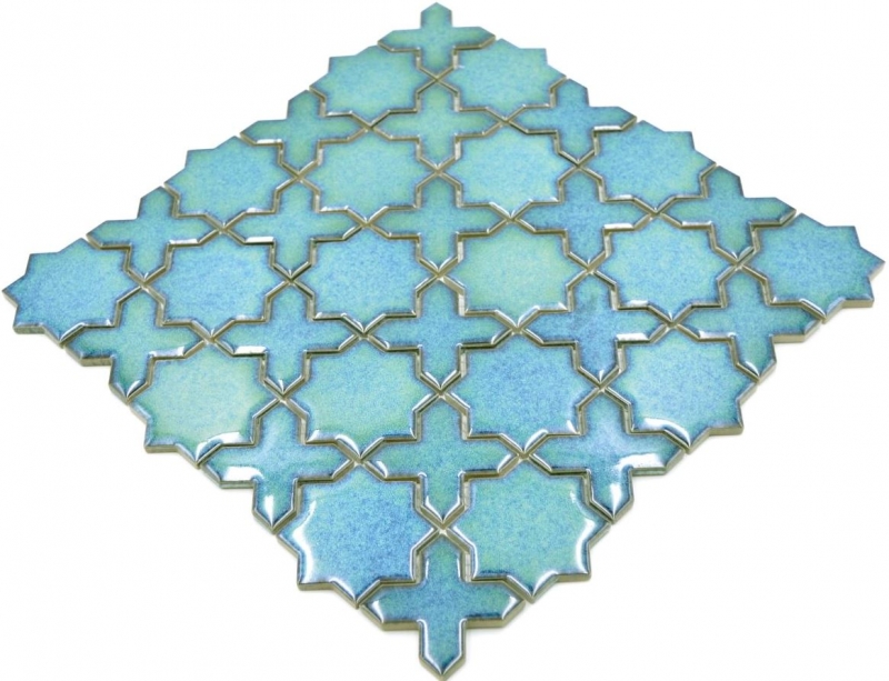 Stern Mosaikfliese Keramik Mosaik Vintage Retro grün glänzend Küchenrückwand Bad - MOS13-SXS10