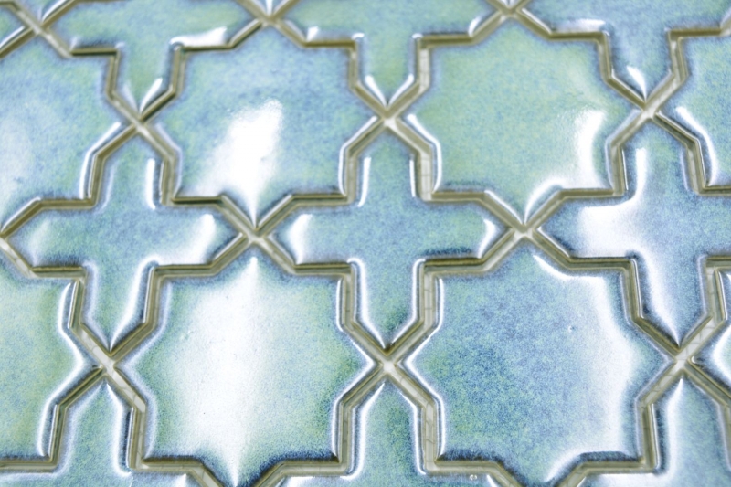 Mosaikfliese Keramik Mosaik Kombi mix grün glänzend Küchenrückwand Bad MOS13-SXS10_f