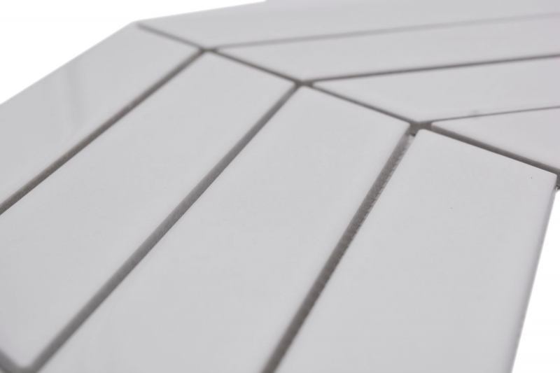 Herringbone wall tile ceramic mosaic mix white glossy matt backsplash bathroom MOS24-CHEV11