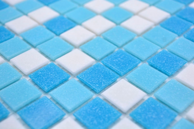 Glasmosaik Mosaikfliesen weiß blau Poolmosaik Schwimmbadmosaik MOS210-323P