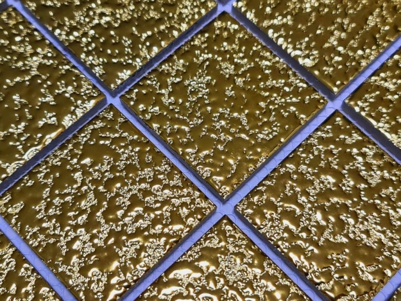 Ceramic mosaic tile Medio uni gold hammered bathroom kitchen wall MOS16-0707