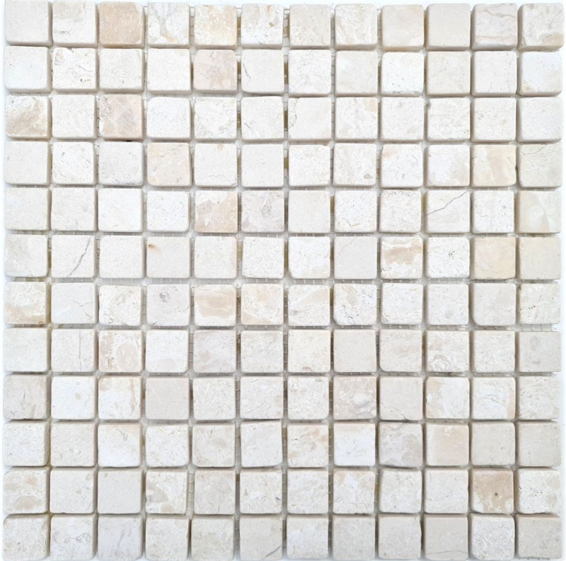 Marmor Mosaik Steine weiß creme Fliesenspiegel Bad WC Duschboden - MOS40-T23W