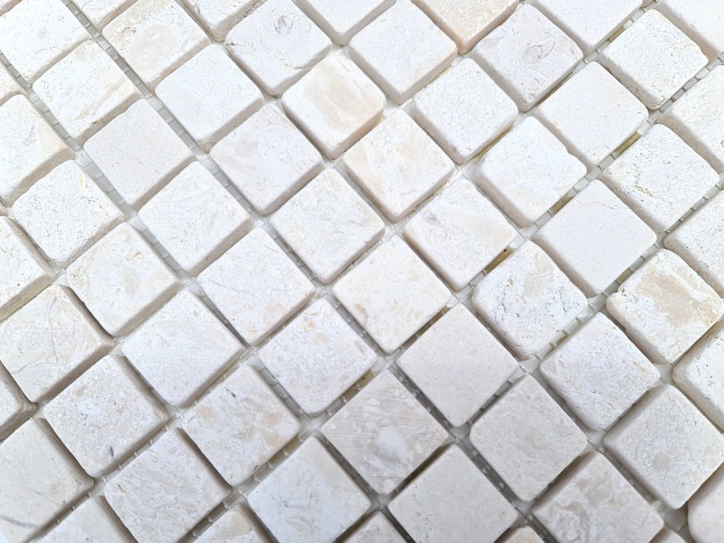 Marble mosaic stones white cream tile backsplash bathroom WC shower floor - MOS40-T23W