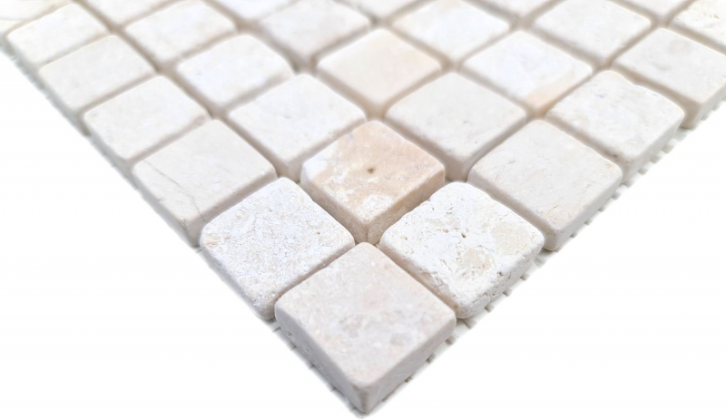 Marmor Mosaik Steine weiß creme Fliesenspiegel Bad WC Duschboden - MOS40-T23W