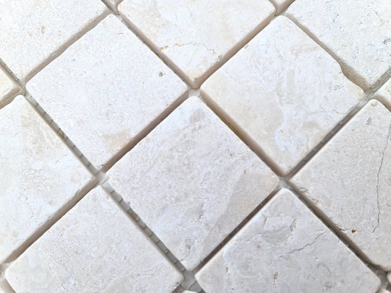 Piastrelle di marmo a mosaico bianco crema pavimento doccia cucina - MOS40-T48W