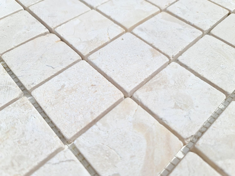 Marble mosaic tile mosaic white cream kitchen shower floor - MOS40-T48W