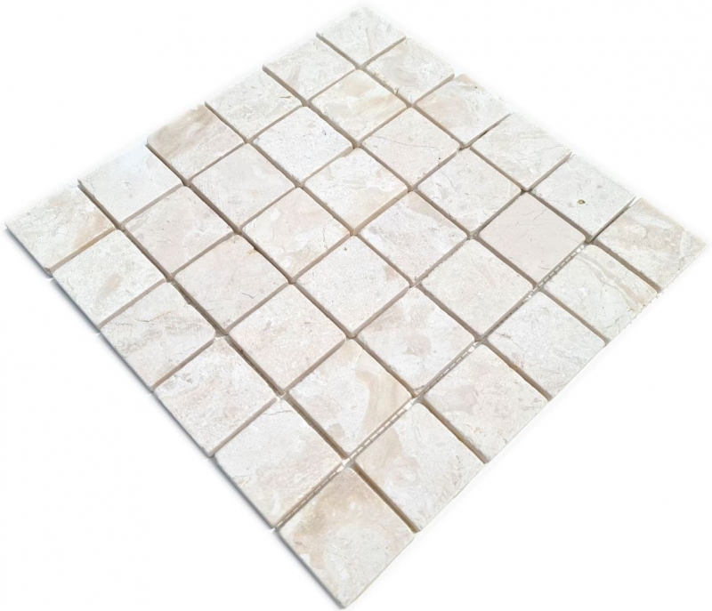 Piastrelle di marmo a mosaico bianco crema pavimento doccia cucina - MOS40-T48W