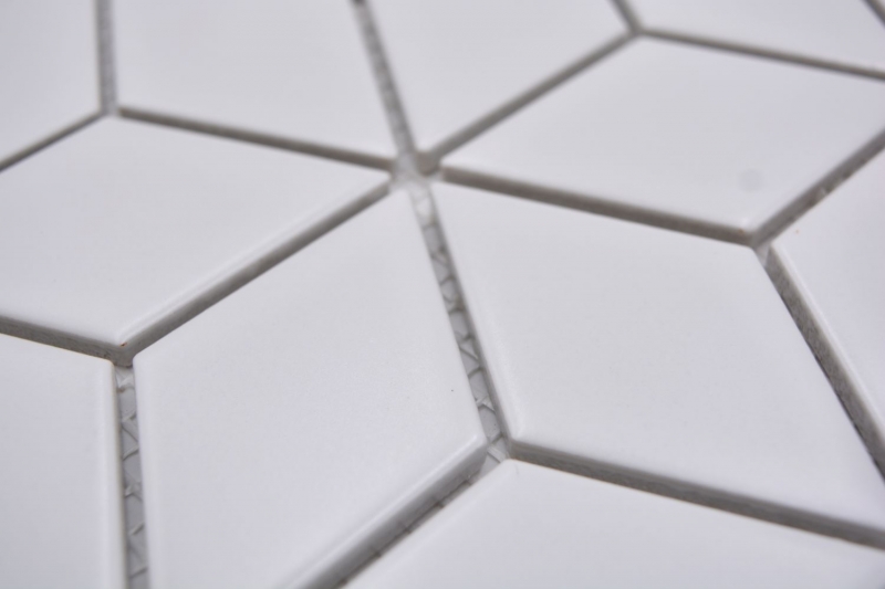 Mosaico a cubetti in ceramica vintage retro 3D uni bianco opaco backsplash cucina - MOS13-POV4