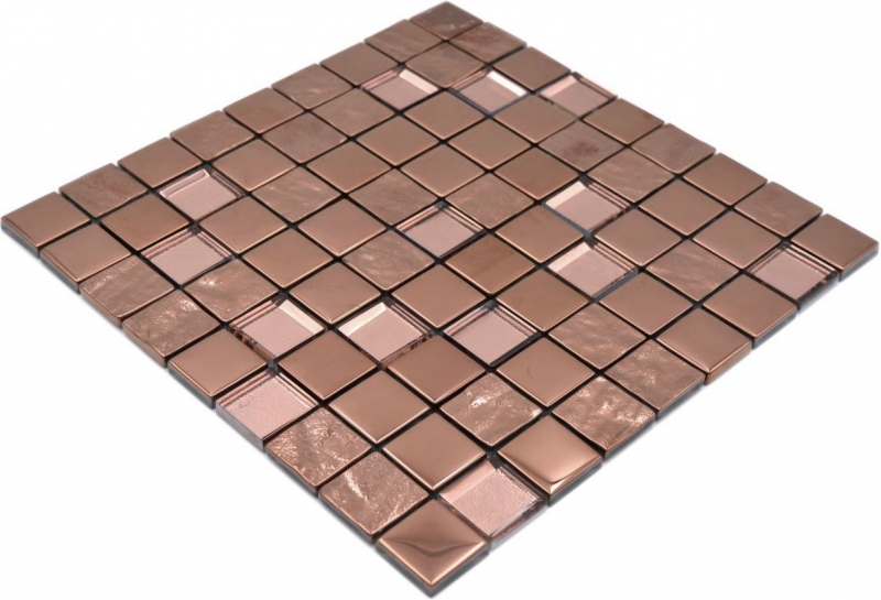 Glass mosaic mosaic tile electroplated bronze copper look kitchen wall MOS88-XCBR1