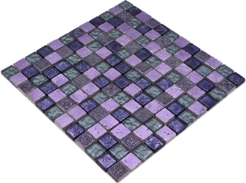 Artificial stone rustic mosaic tile glass mosaic resin dark purple lilac anthracite clear tile backsplash kitchen wall - MOS83-CB74