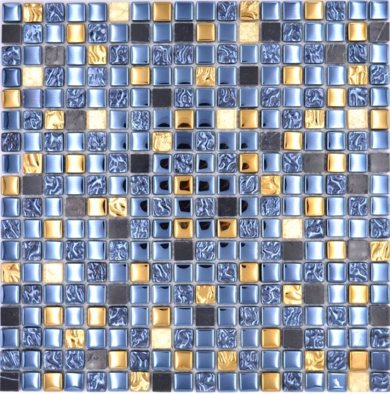 Glasmosaik Naturstein Mosaikfliese schwarz anthrazit gold Badezimmer Küche Fliesenspiegel Spritzschutz - MOS92-650