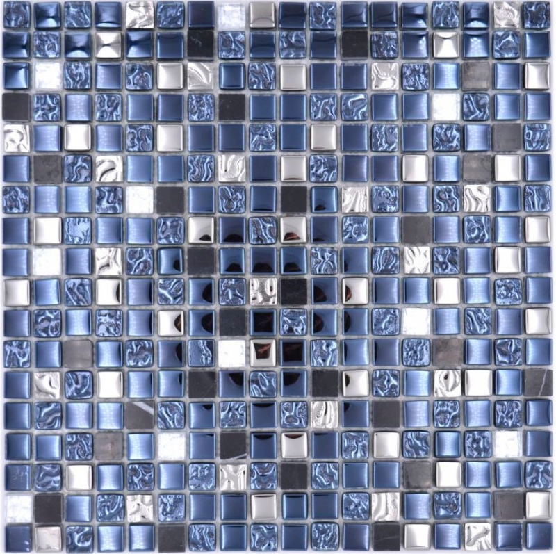 Glasmosaik Naturstein Mosaikfliese schwarz anthrazit silber Küchenrückwand Spritzschutz Fliesenspiegel - MOS92-660