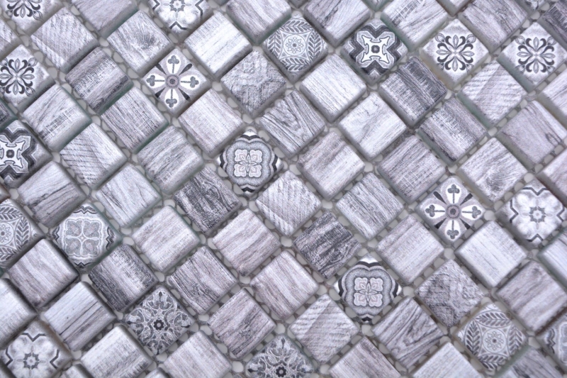 Mosaïque de verre Carreau de mosaïque Retro aspect bois gris Ornement dos cuisine MOS78-W09