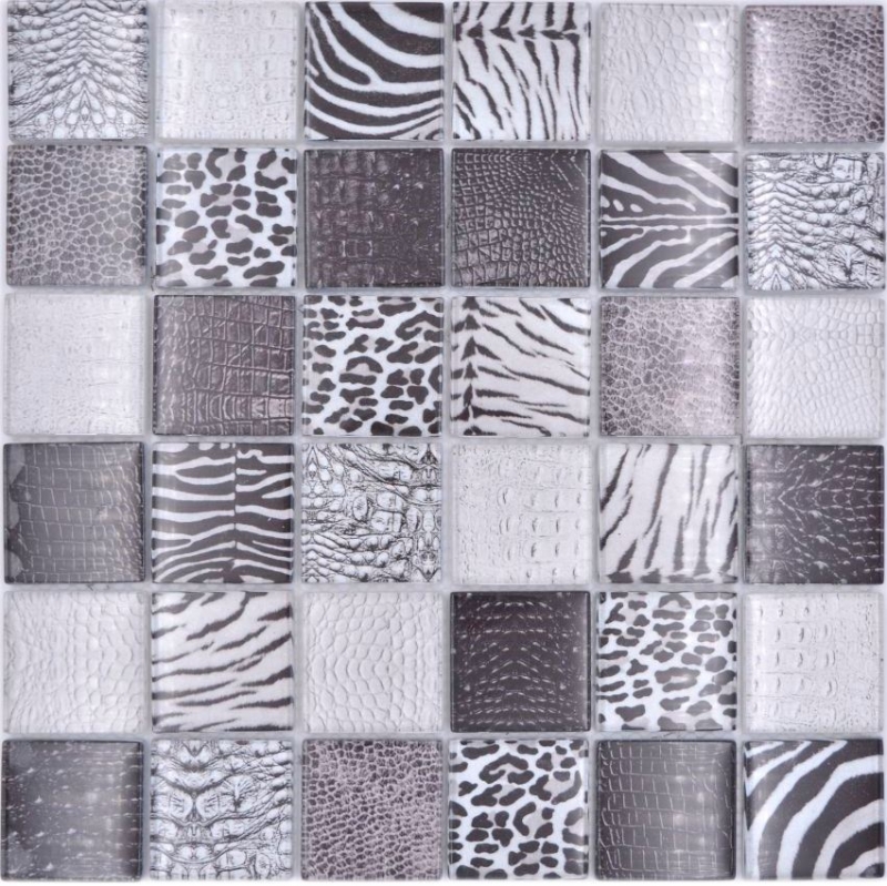 Mosaïque de verre Carreau de mosaïque Zebra noir mur salle de bain cuisine MOS78-W28
