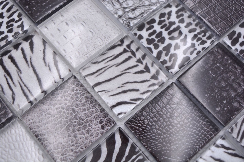 Mosaico di vetro piastrelle zebra nero parete bagno cucina MOS78-W28