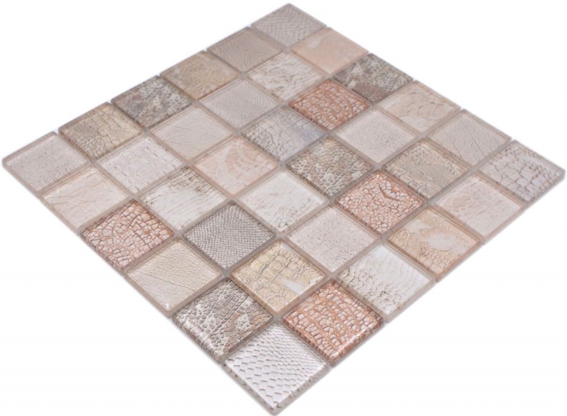 Glass mosaic mosaic tile crocodile cream beige structure kitchen splashback bathroom MOS78-W38