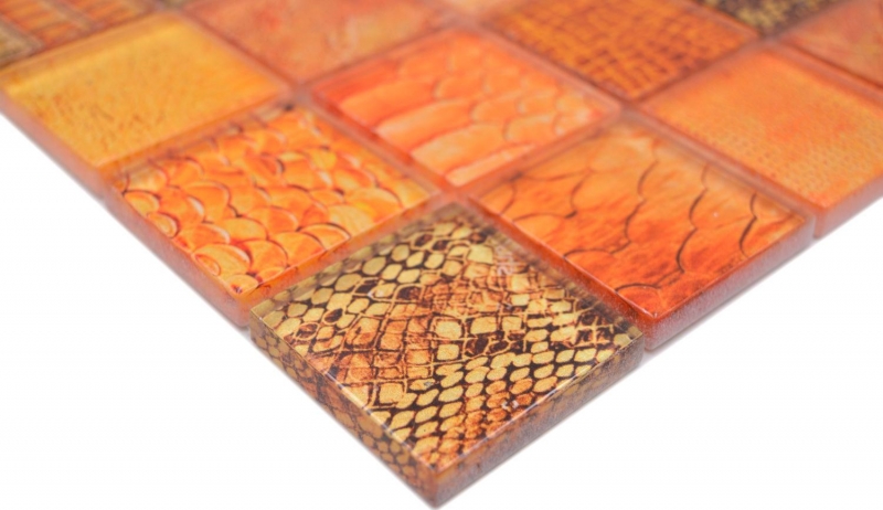 Mosaïque de verre Carreau de mosaïque Snake orange cuisine salle de bains mur MOS78-W48