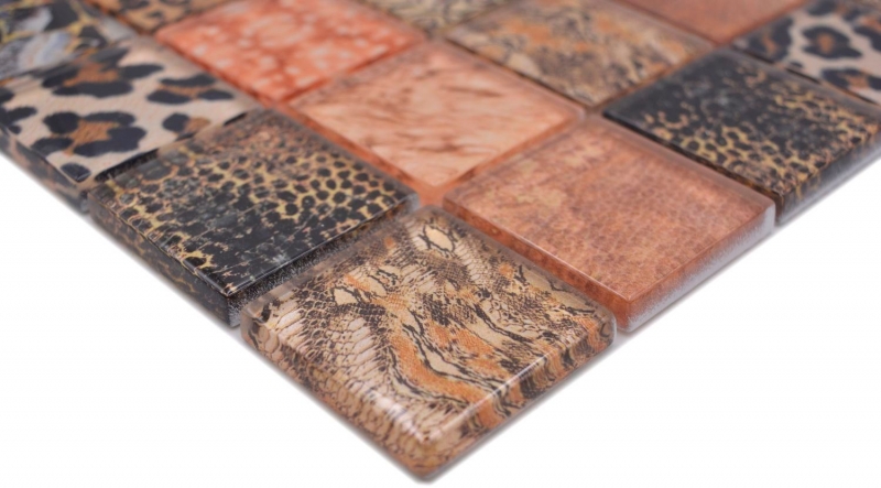 Piastrella di vetro mosaico leopardo rame marrone bagno cucina splashback MOS78-W68