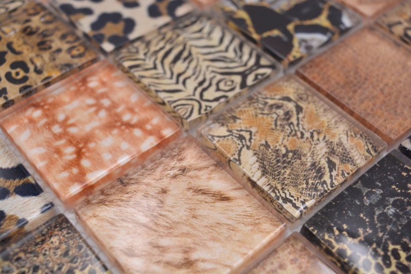 Mosaikfliese Glasmosaik Leopard kupfer braun Badezimmer Küchenrückwand MOS78-W68