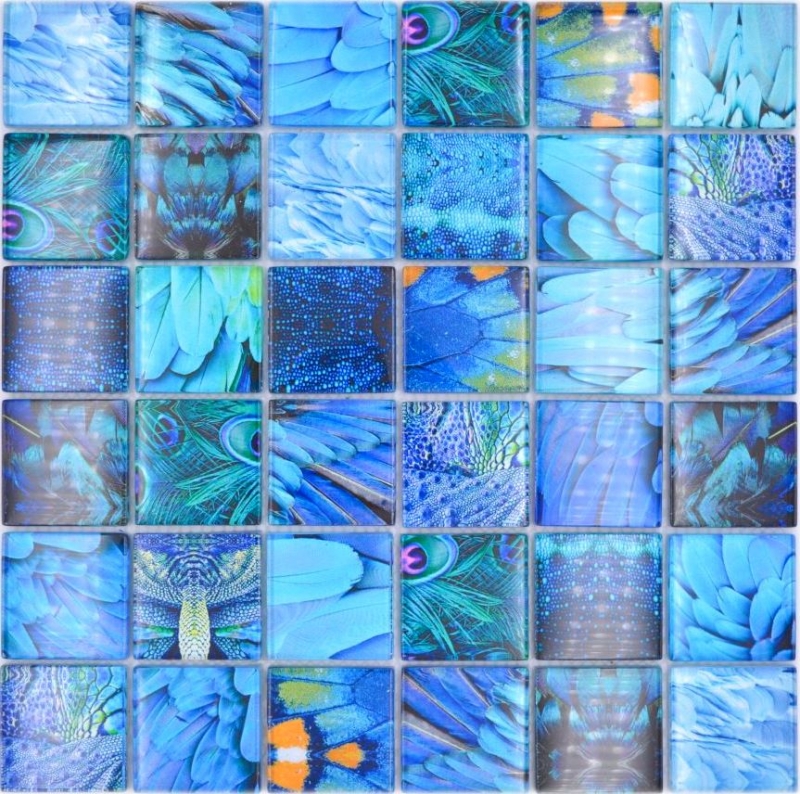 Piastrella di mosaico Mosaico di vetro Uccello blu turchese Piastrella backsplash cucina MOS78-W78