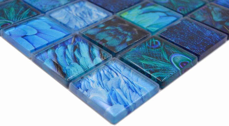 Mosaic tile Glass mosaic Bird blue turquoise Tile backsplash kitchen MOS78-W78