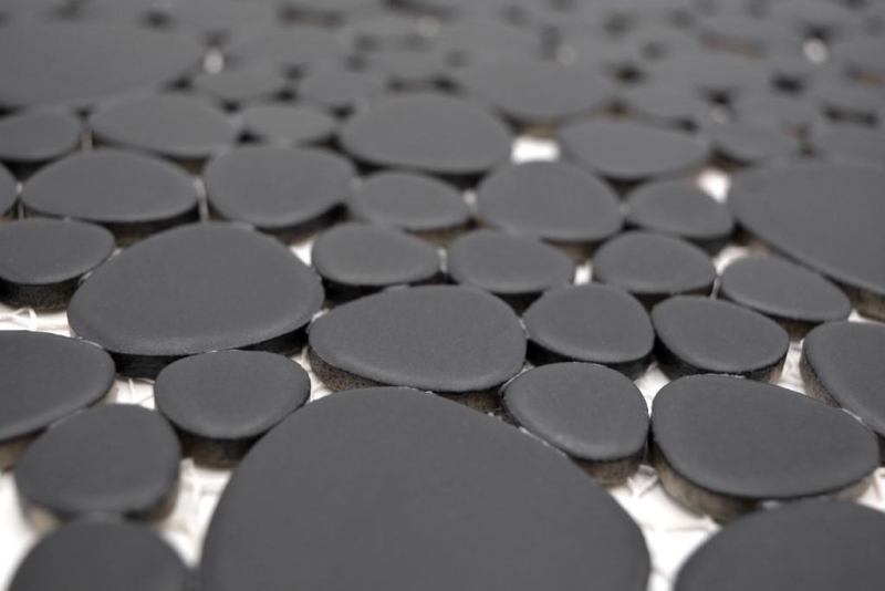Pebble mosaic Pebbles ceramic drops mosaic pebble plain black matt tile backsplash kitchen bathroom MOS12-0311