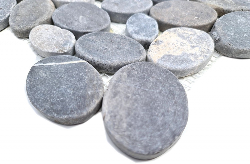 Pierre naturelle Galets de rivière Galets de pierre taillés ash gris anthracite Carrelage Receveur de douche Paroi de douche - MOS30-SANI