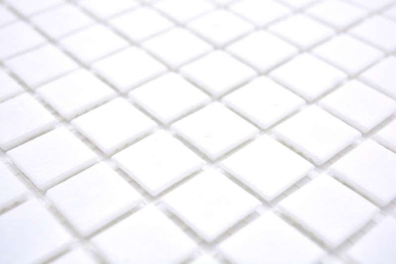 Mosaic tiles Glass mosaic Classic Uni glass plain white paper-bonded Pool mosaic Swimming pool mosaic MOS200-A01_f