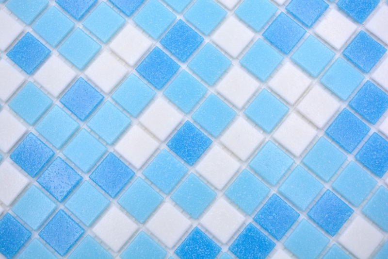 Carreaux de mosaïque Mosaïque de verre Classic Mix verre mix blanc bleu collé sur papier Mosaïque de piscine MOS210-323P_f