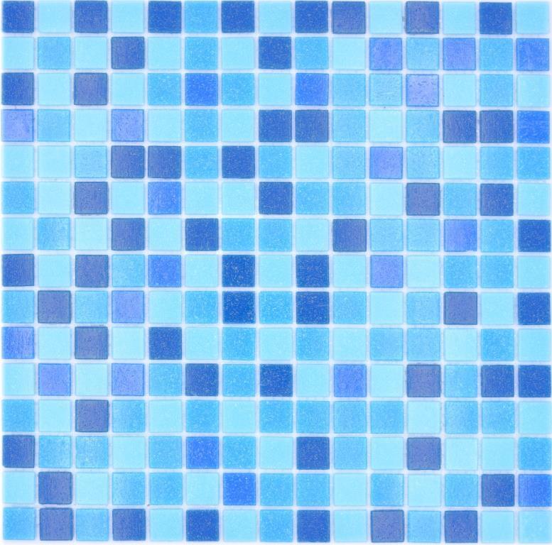Carreaux de mosaïque Mosaïque de verre Classic Mix verre mix turquoise bleu collé sur papier Mosaïque de piscine MOS210-PA327_f